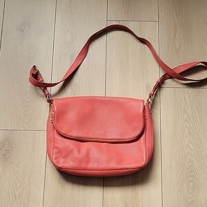 Fossil Red  Leather Crossbody Bag